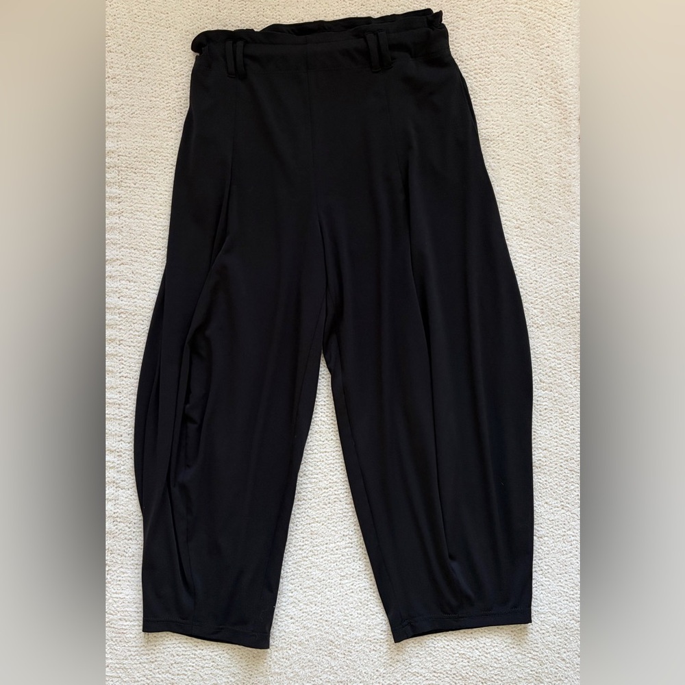 Anthropologie Paper Bag Black Pants Loose Fit Harem Barrell Leg Ankle Size SP